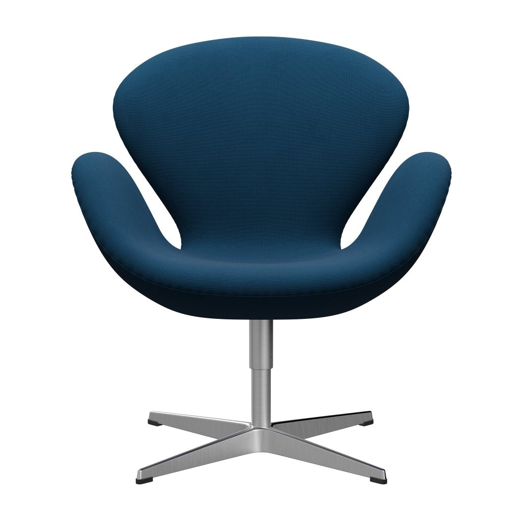 Fritz Hansen Swan休息室椅，缎面拉丝铝/名望深蓝色