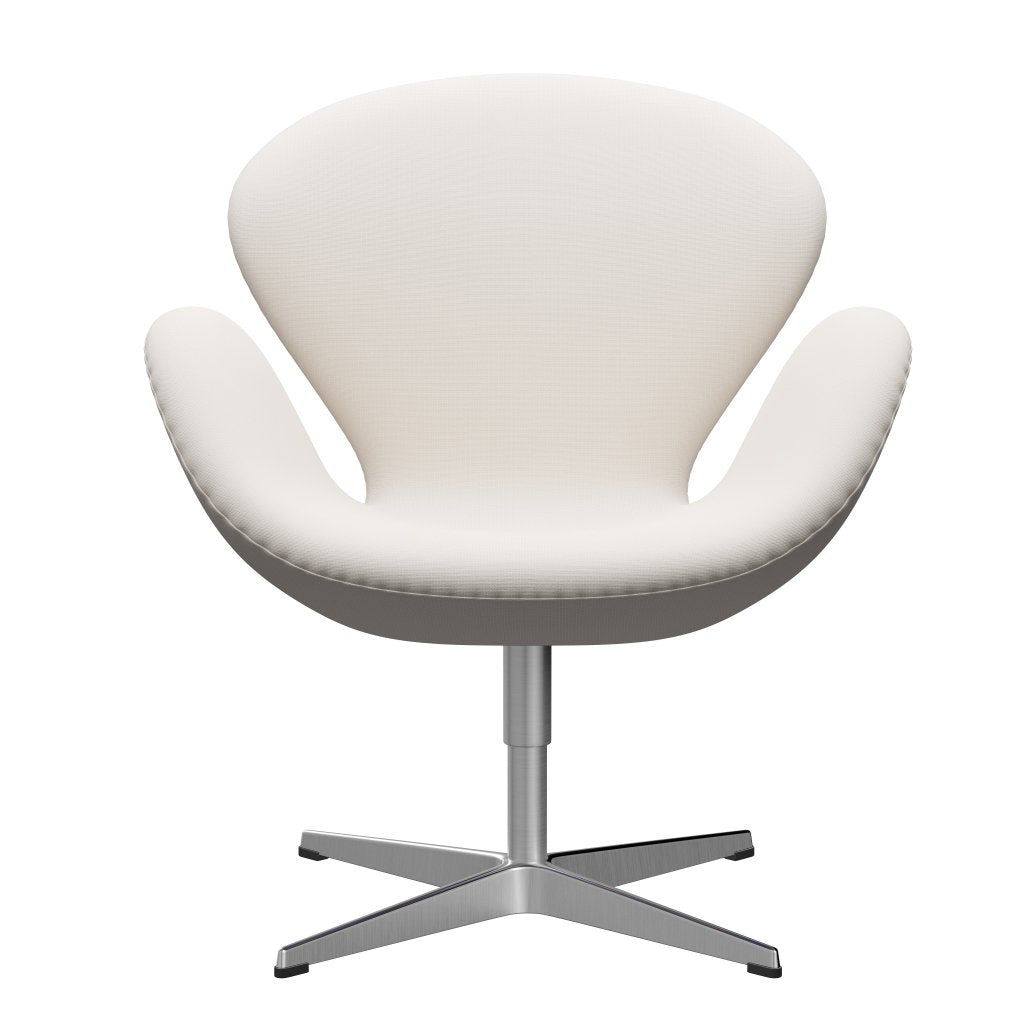 Fritz Hansen Swan Lounge -stoel, satijnborstig aluminium/roem wit
