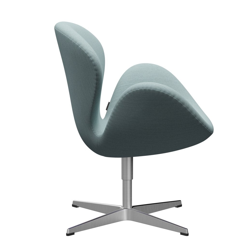 Fritz Hansen Swan Lounge -stoel, satijnen geborsteld aluminium/fiord lichtblauw/steen