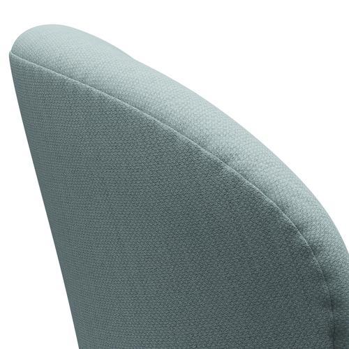 Sedia fritz Hansen Swan Lounge, alluminio spazzolato in raso/fiord azzurro/pietra