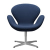 Sedia fritz Hansen Swan Lounge, alluminio spazzolato in raso/fiord medio blu/medio blu