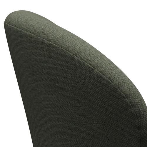 Fritz Hansen Swan Lounge -stoel, satijnen geborsteld aluminium/fiord olijfgroen/medium groen