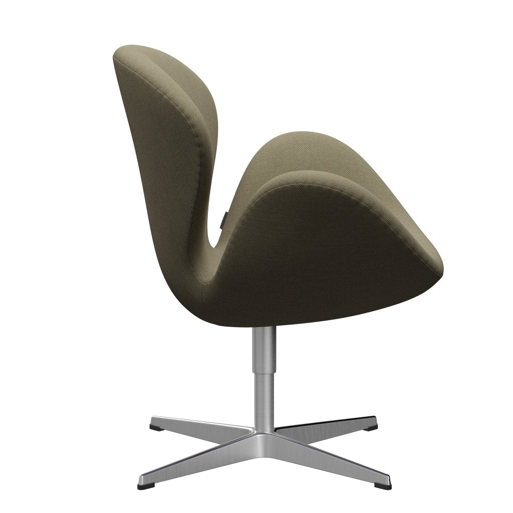 Fritz Hansen Swan Lounge -tuoli, satiini harjattu alumiini/fiord oliivivihreä/kivi