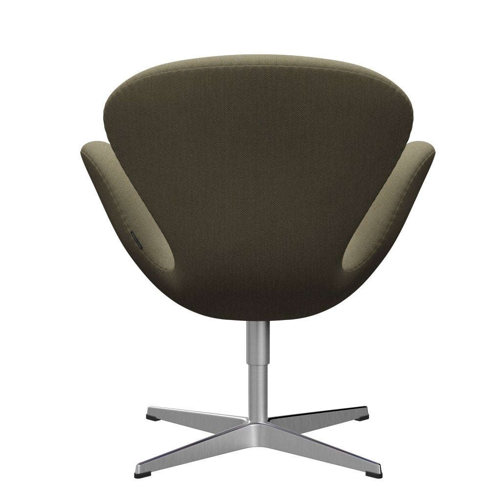 Fritz Hansen Swan Lounge -stoel, satijnborstig aluminium/fiord olijfgroen/steen