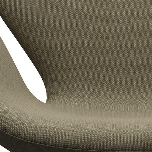 Fritz Hansen Swan休息室椅，缎面铝制铝/fiord橄榄绿/石头