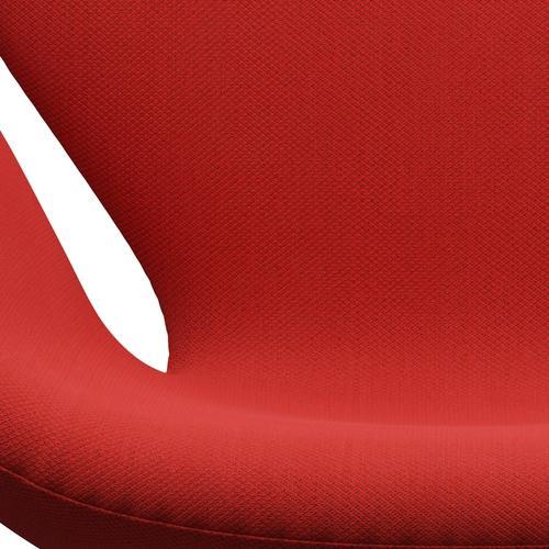 Fritz Hansen Chaise salon de cygne, aluminium brossé en satin / rouge fiord / brique