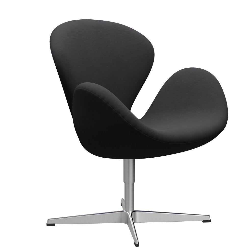 Fritz Hansen Swan Lounge -stoel, satijnen geborsteld aluminium/fiord zwart