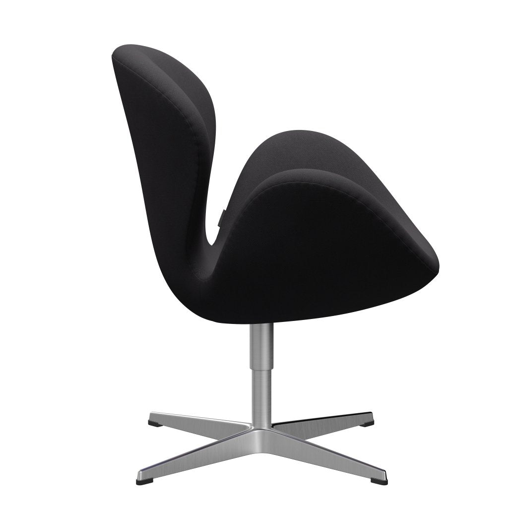 Fritz Hansen Swan Lounge -stoel, satijnen geborsteld aluminium/fiord zwart
