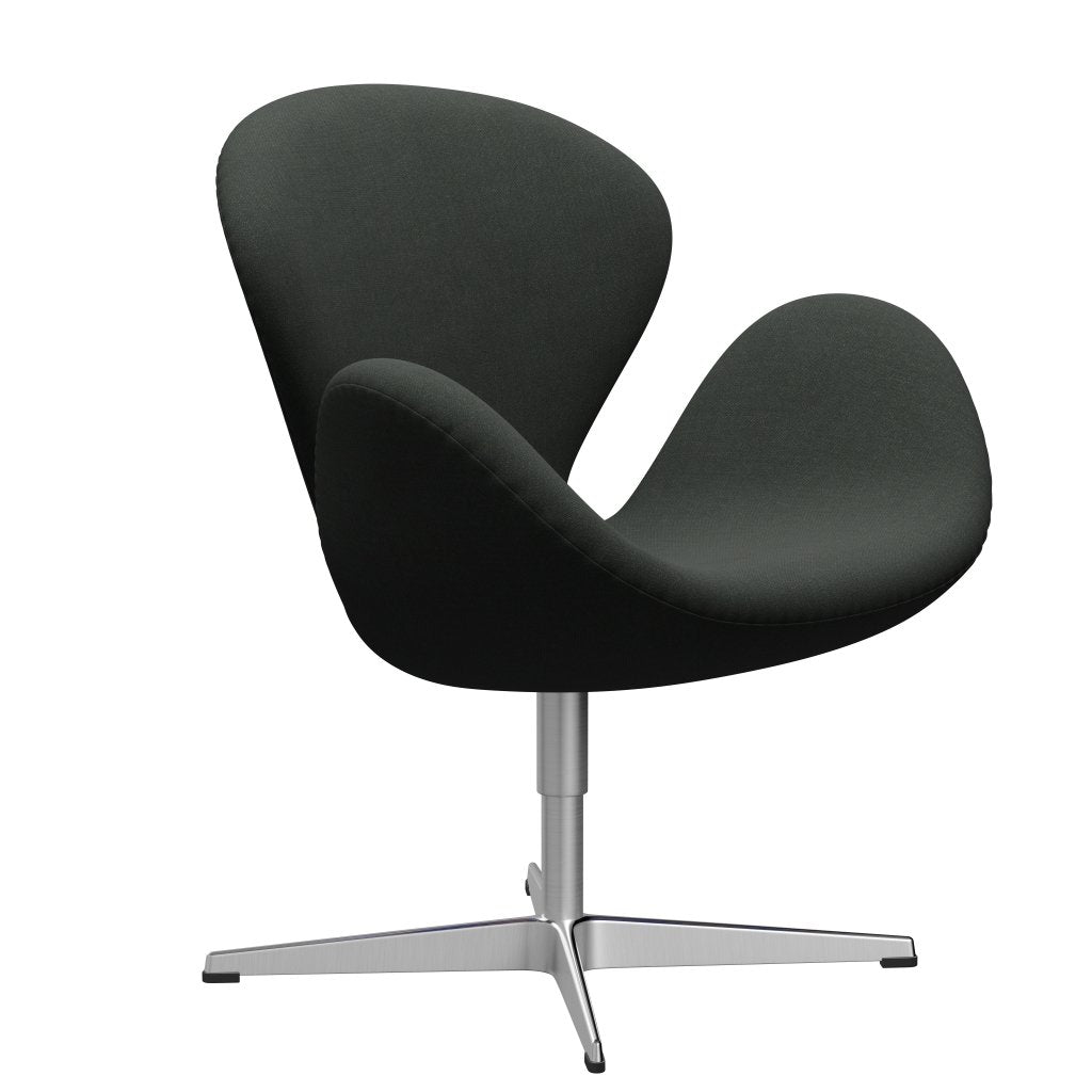 Fritz Hansen Swan Lounge Chair, Satin Brushed Aluminium/Fiord Black Multicolored