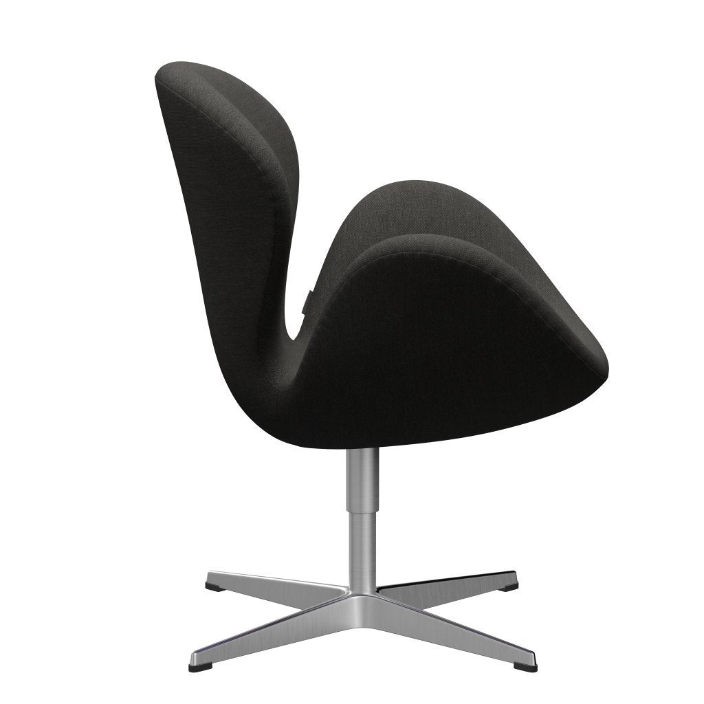 Fritz Hansen Swan Lounge -stoel, satijnen geborsteld aluminium/fiord zwart/bruin