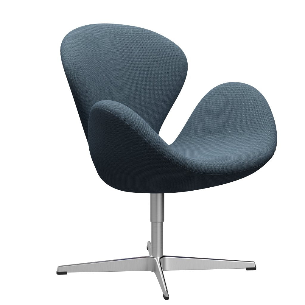 Fritz Hansen Swan Lounge -stoel, satijnen geborsteld aluminium/fiord steenblauw