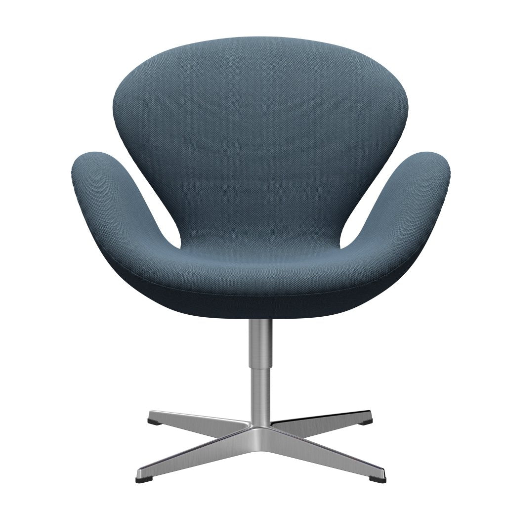 Fritz Hansen Swan Lounge Chair, Satin Borsted Aluminium/Fiord Stone Blue