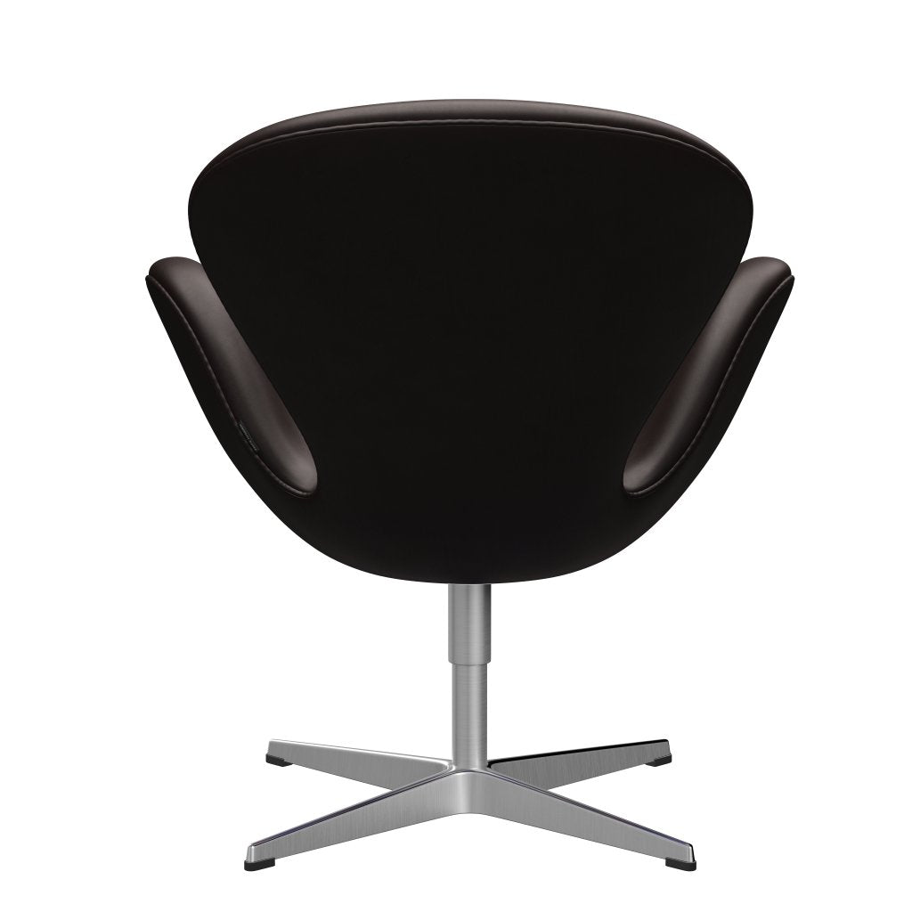 Fritz Hansen Swan Lounge Chair, Satin Brushed Aluminium/Grace mørkebrun