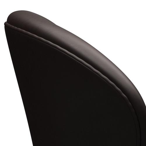 Fritz Hansen Swan Lounge Chair, Satin Brushed Aluminium/Grace mørkebrun