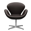 Fritz Hansen Swan Lounge -stoel, satijnborstig aluminium/gratie donkerbruin