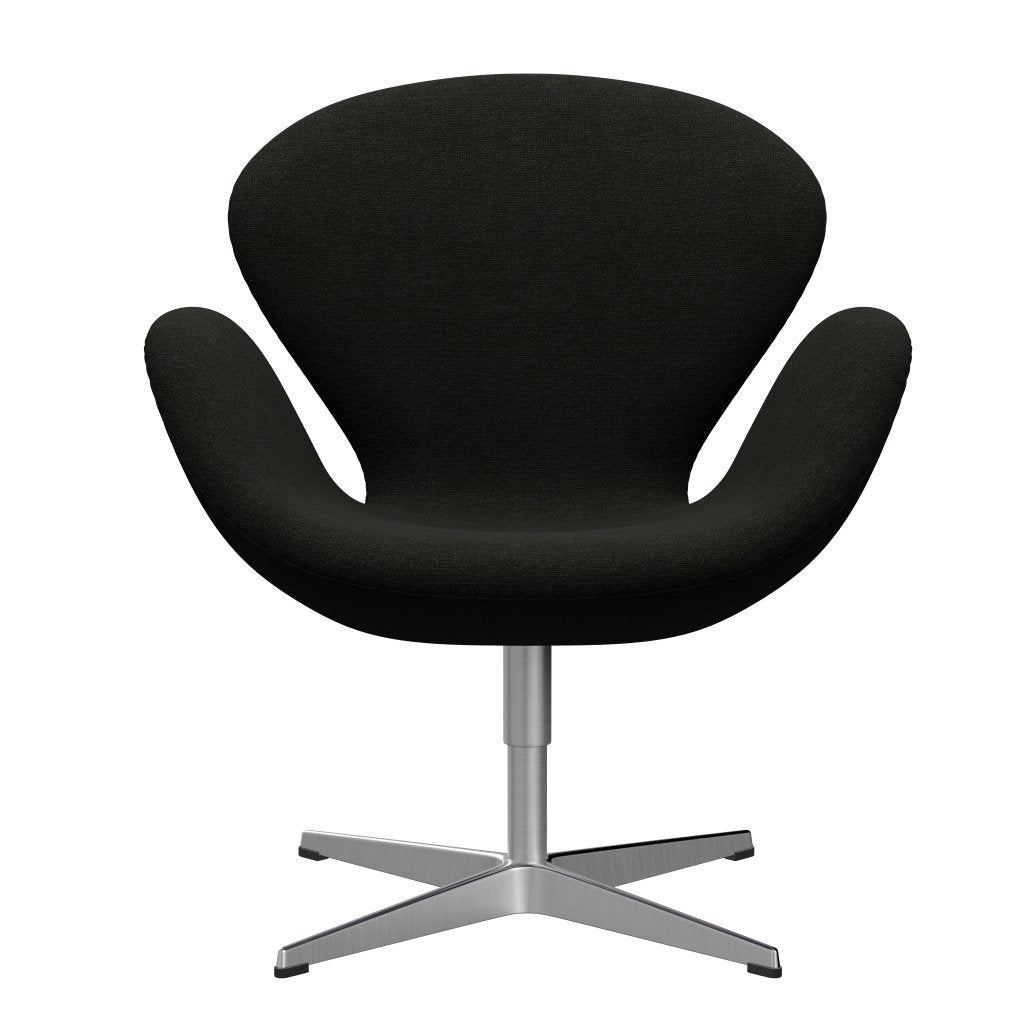 Fritz Hansen Swan Lounge -stoel, satijnborstig aluminium/Hallingdal Brown/Dark Grey