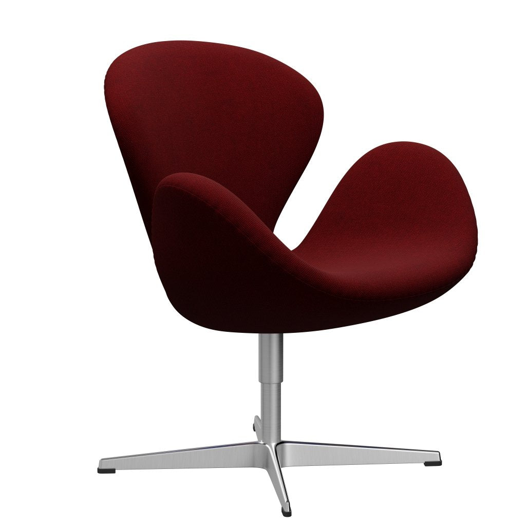 Fritz Hansen Swan Lounge -stoel, satatiebushed aluminium/Hallingdal Dark Red