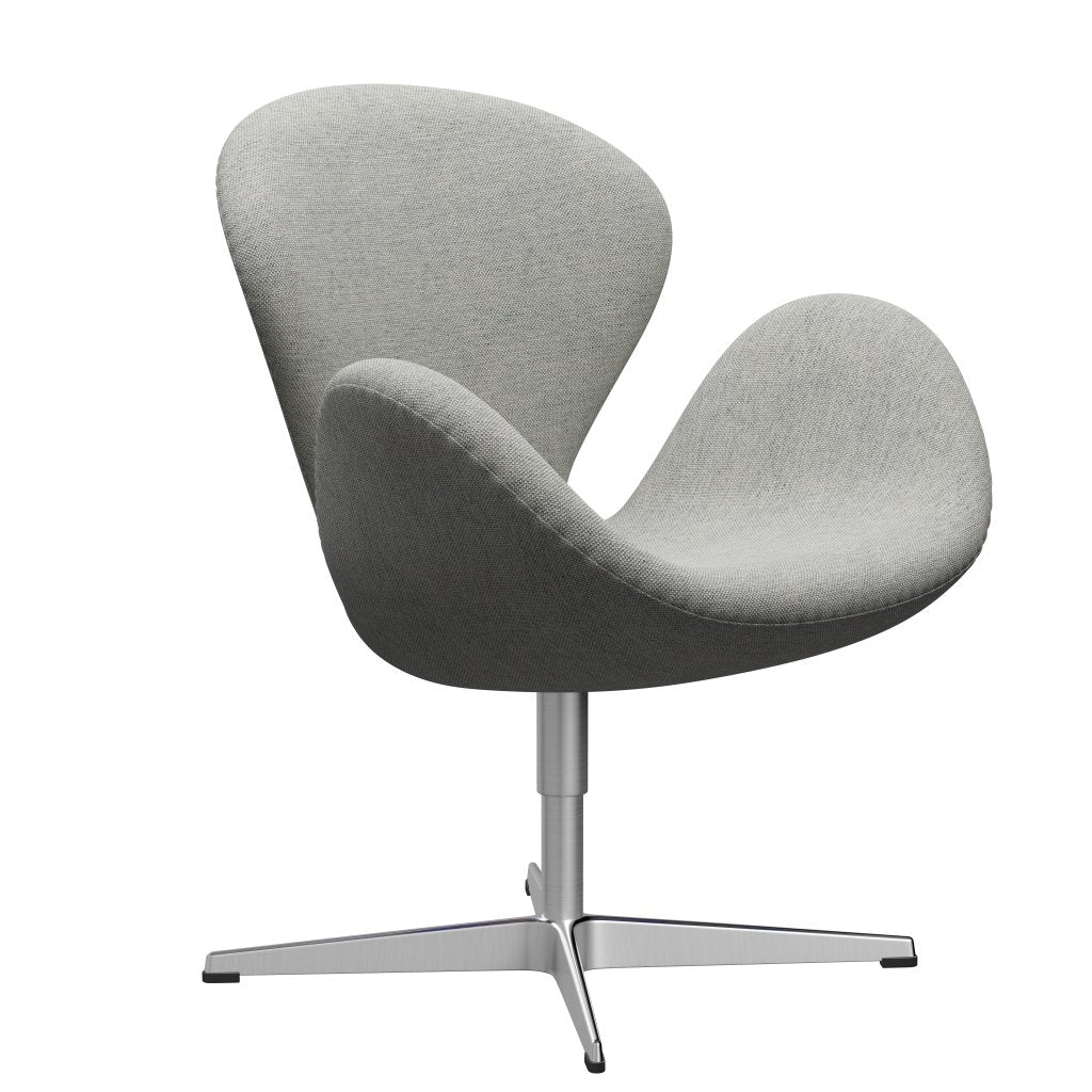 Fritz Hansen Swan Lounge -stol, satengbørstet aluminium/Hallingdal hvit/grå