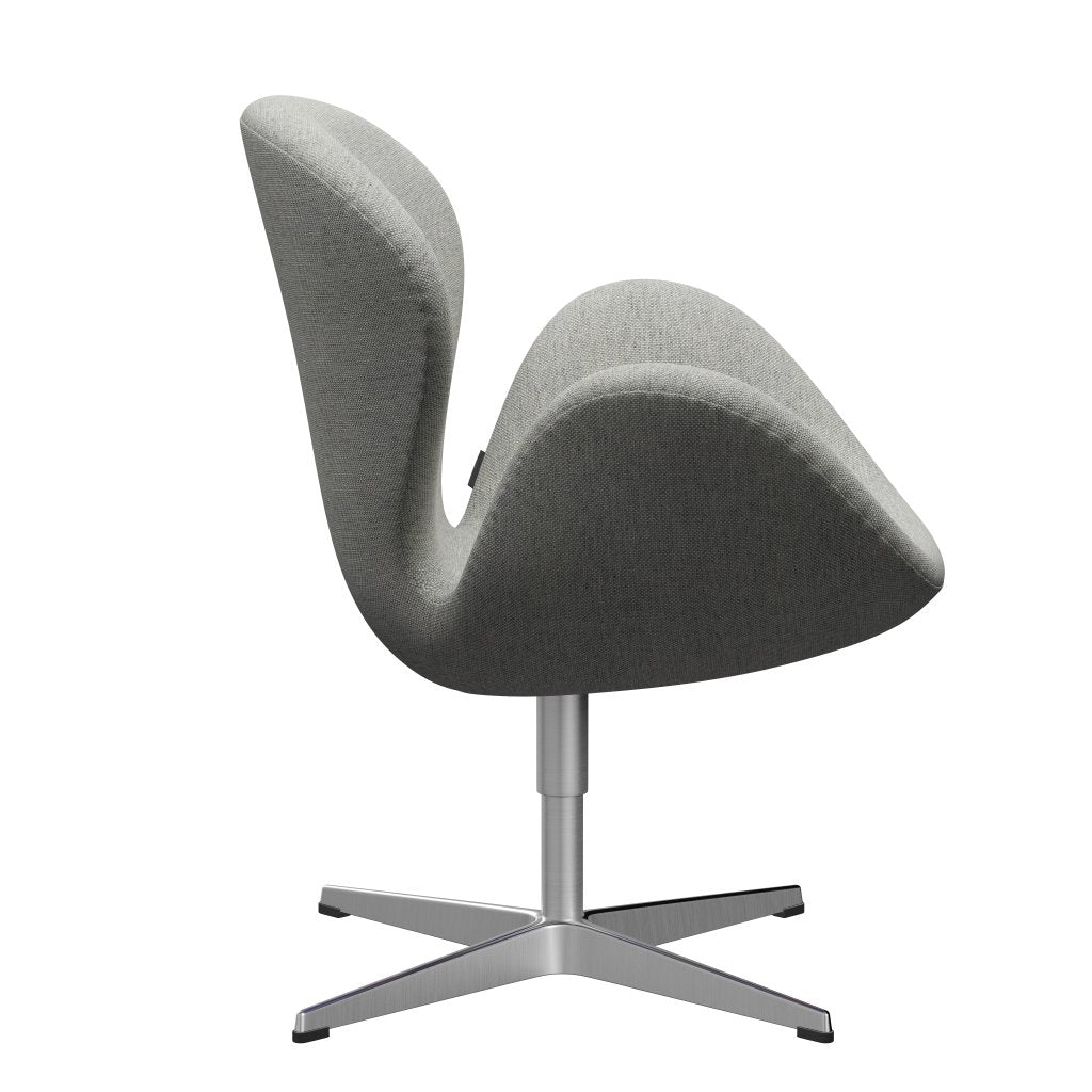 Fritz Hansen Swan Lounge Chair, Satin Borsted Aluminium/Hallingdal White/Gray