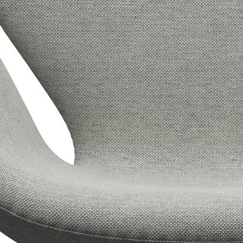 Sedia fritz Hansen Swan Lounge, alluminio spazzolato in raso/Hallingdal bianco/grigio