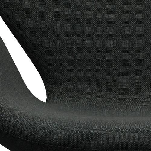 Sedia fritz Hansen Swan Lounge, alluminio spazzolato in raso/re lana nero/naturale