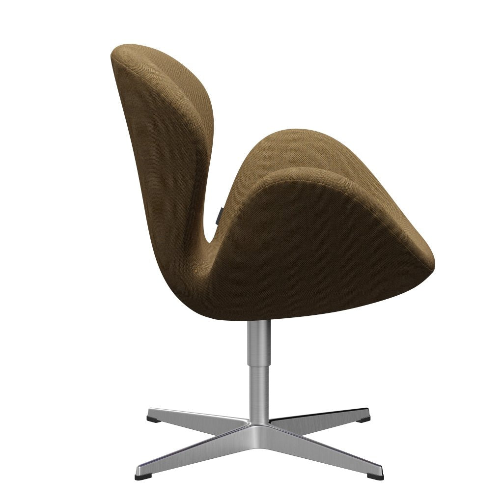 Fritz Hansen Swan Lounge -stoel, satijnen geborsteld aluminium/re wol mosterd/natuurlijk