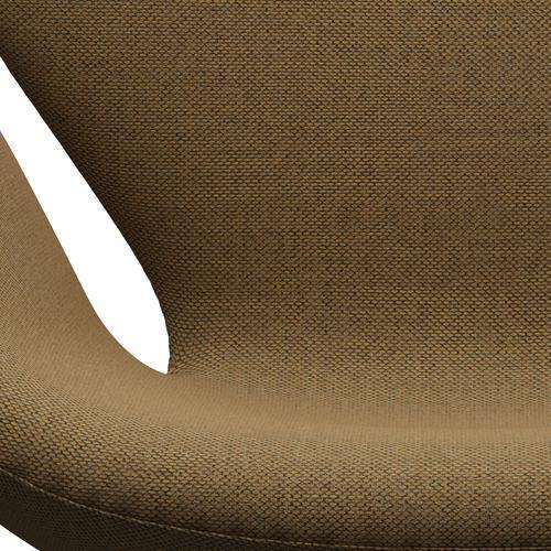 Sedia fritz Hansen Swan Lounge, in alluminio spazzolato in raso/senape di lana/naturale