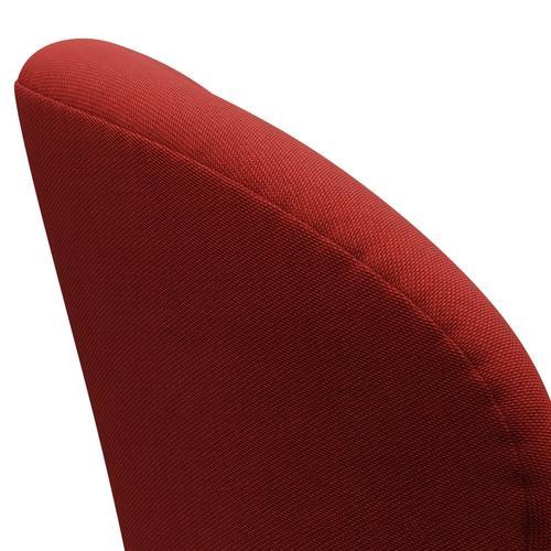 Fritz Hansen Chaise salon de cygne, aluminium / jantes brossé en satin rouge clair / rouge foncé