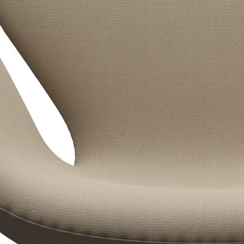 Fritz Hansen Chaise salon de cygne, aluminium brossé en satin / beige Steelcut
