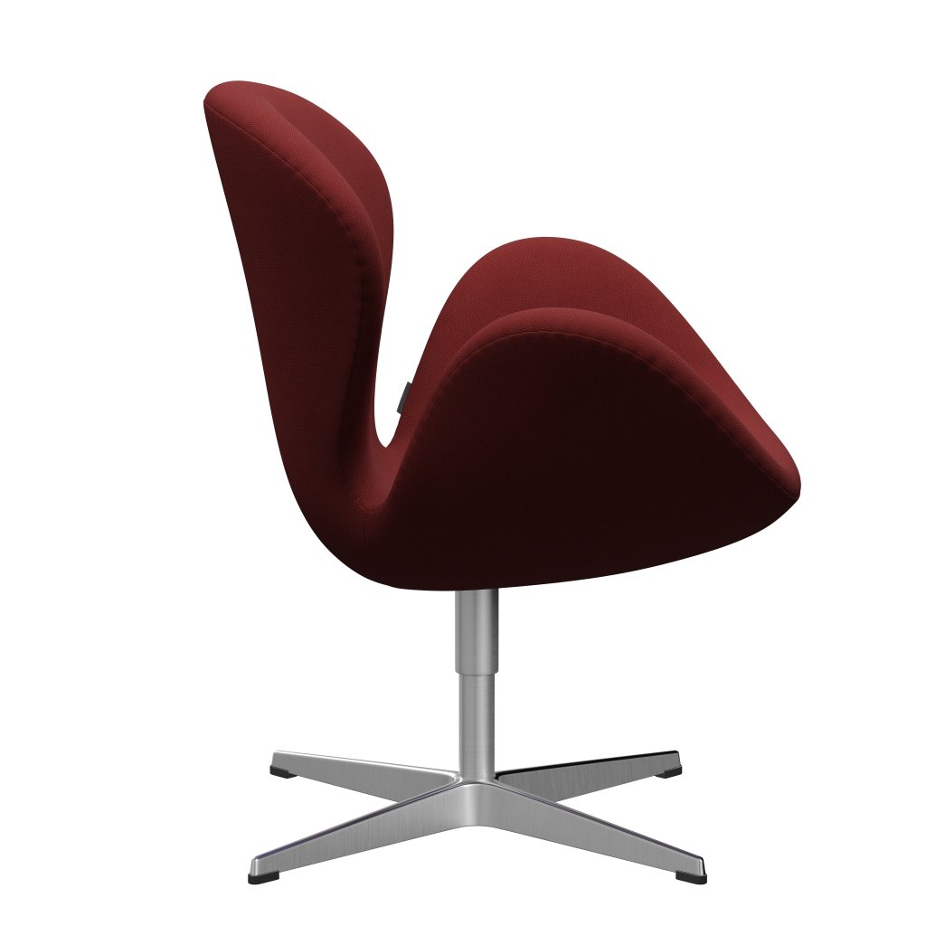 Fritz Hansen Swan Lounge -stol, satengbørstet aluminium/stålkutt mørkerød/blod
