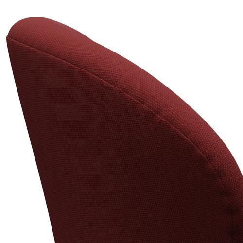 Fritz Hansen Swan Lounge椅子，缎面铝制铝/钢锯深红色/血液