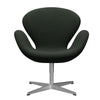 Fritz Hansen Swan Lounge -stoel, satijnborstig aluminium/Steelcut Dark Army Green