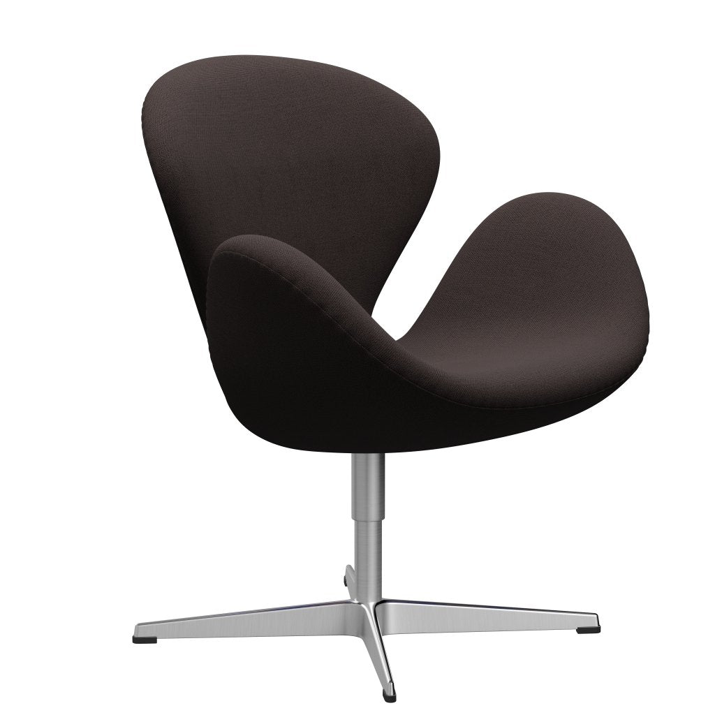 Fritz Hansen Swan Lounge Chair, Satin Brushed Aluminium/Steelcut Dark Earth Brown