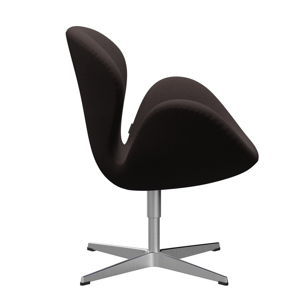 Fritz Hansen Swan Lounge Chair, Satin Brushed Aluminium/Steelcut Dark Earth Brown