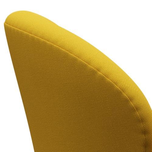Fritz Hansen Swan休息室椅，缎面铝制铝/钢丝黄色