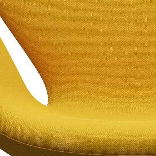Fritz Hansen Swan休息室椅，缎面铝制铝/钢丝黄色