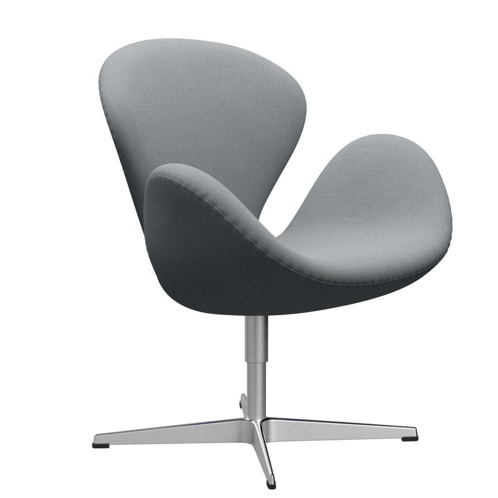 Fritz Hansen Swan Lounge -stoel, satijnen geborsteld aluminium/staalcut lichtgrijs