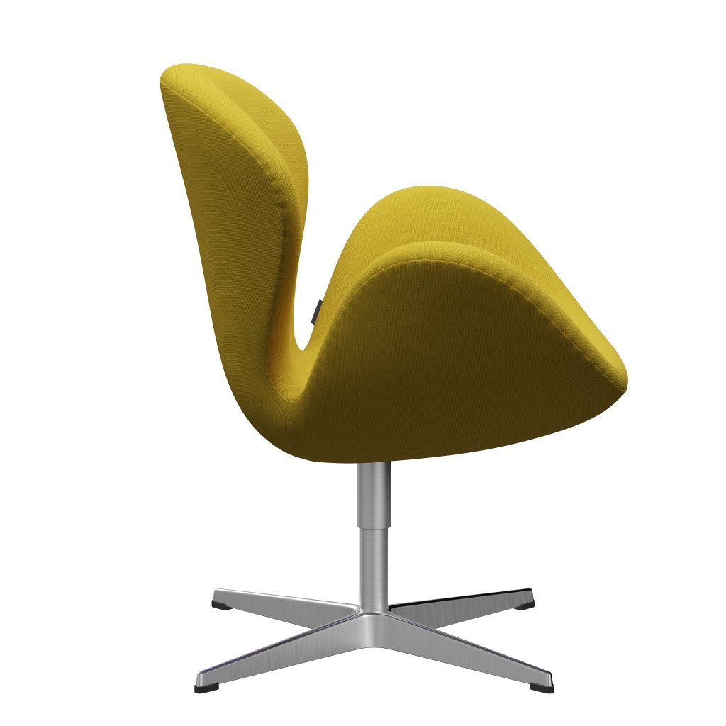 Fritz Hansen Chaise salon de cygne, aluminium brossé en satin / acier vert clair / jaune