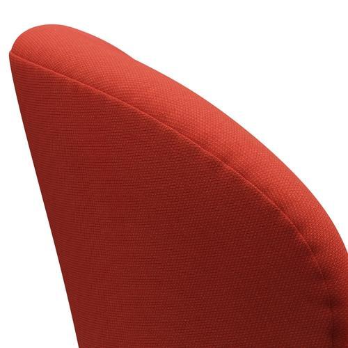 Fritz Hansen Swan休息室椅，缎面铝制铝/钢弯红色