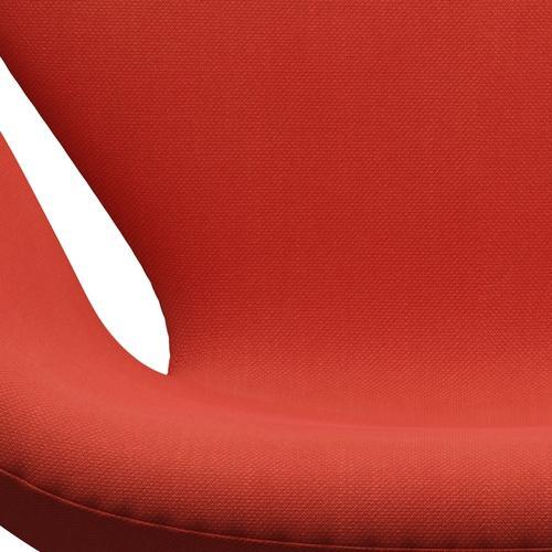 Fritz Hansen Chaise de salon de cygne, aluminium brossé en satin / rouge léger en acier