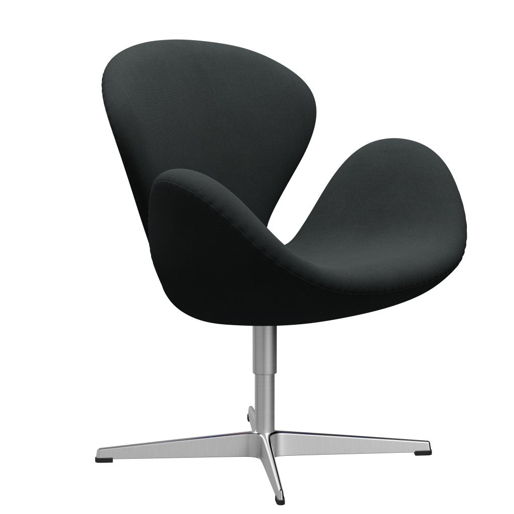 Fritz Hansen Swan Lounge椅子，缎面铝制铝/钢丝碳
