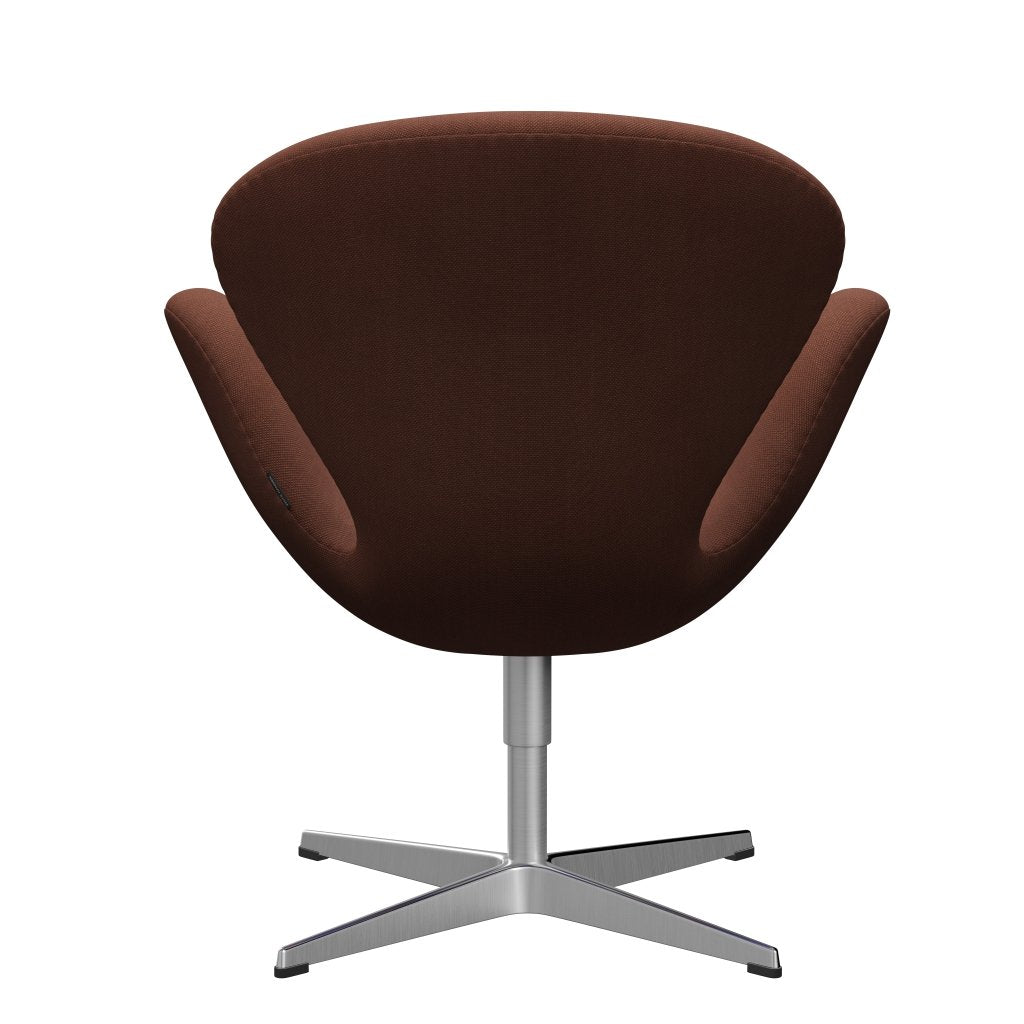 Fritz Hansen Swan Lounge -stoel, satijnen geborsteld aluminium/staalcut medium bruin