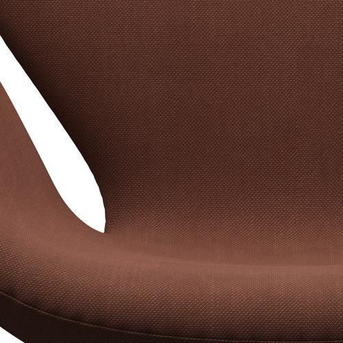 Fritz Hansen Swan Lounge -stoel, satijnen geborsteld aluminium/staalcut medium bruin