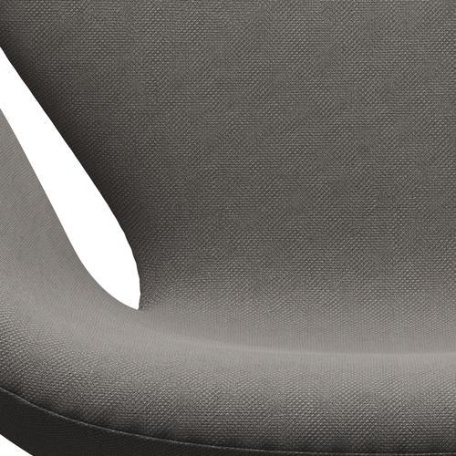 Fritz Hansen Chaise de salon de cygne, aluminium brossé en satin / gris moyen en acier