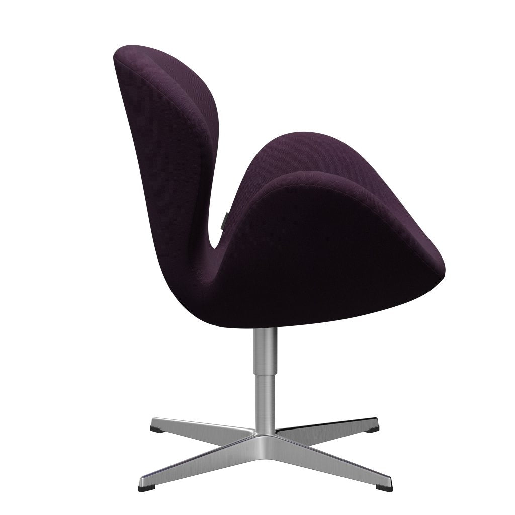 Fritz Hansen Swan休息室椅，缎面铝制铝/钢丝中紫罗兰色