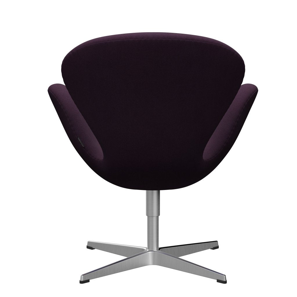 Fritz Hansen Chaise de salon de cygne, aluminium brossé en satin / violet du milieu Steelcut
