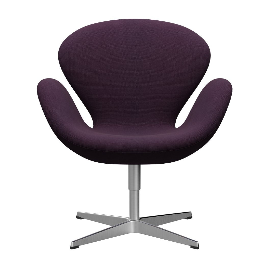 Fritz Hansen Chaise de salon de cygne, aluminium brossé en satin / violet du milieu Steelcut