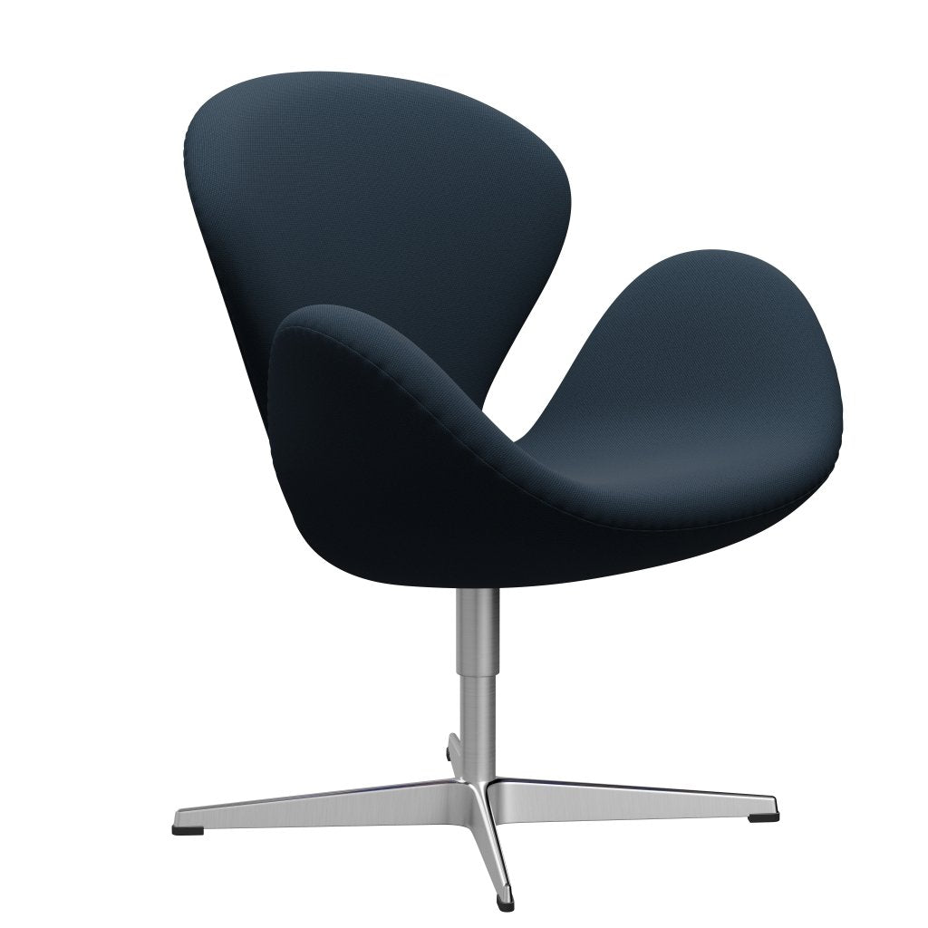Fritz Hansen Swan Lounge -stoel, satijnborstig aluminium/staalcut marineblauw
