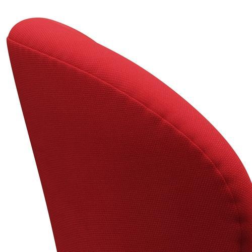 Fritz Hansen Swan Lounge -stoel, satijnborstig aluminium/staalcut neon rood