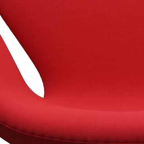 Fritz Hansen Chaise de salon de cygne, aluminium brossé en satin / rouge au néon Steelcut